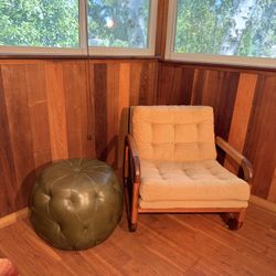 Olive Green Tufted Faux Leather Ottoman by Pier 1