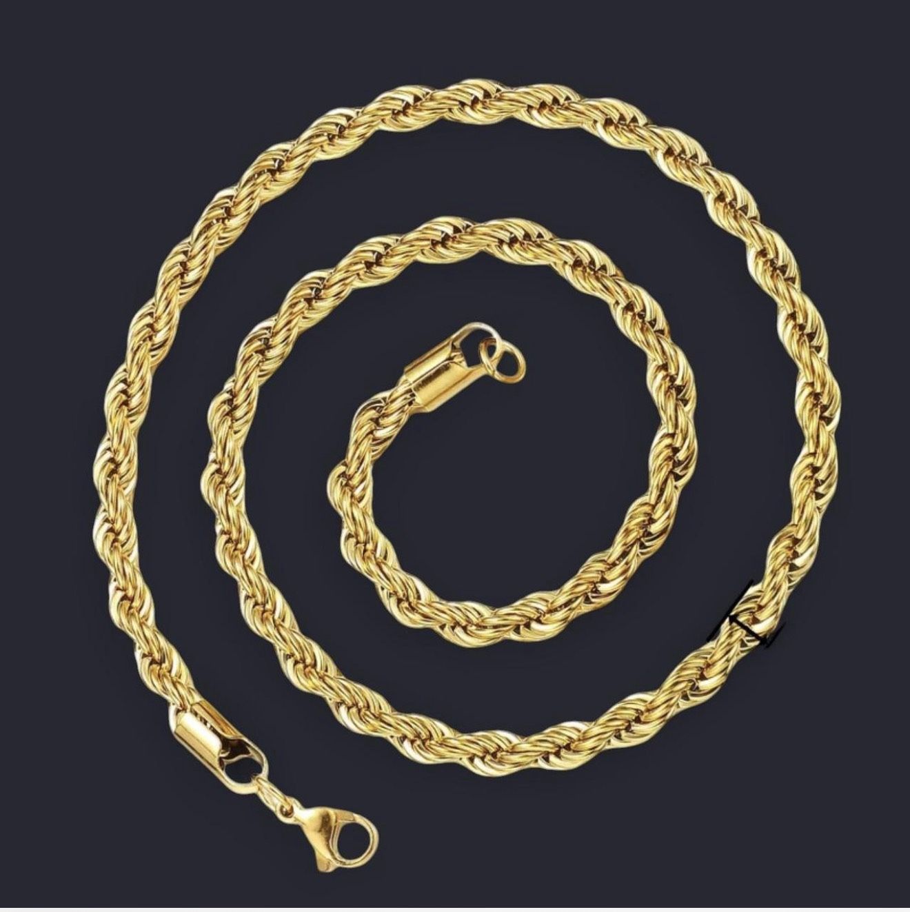 Gold Plated 21 Inch Rope Chain
