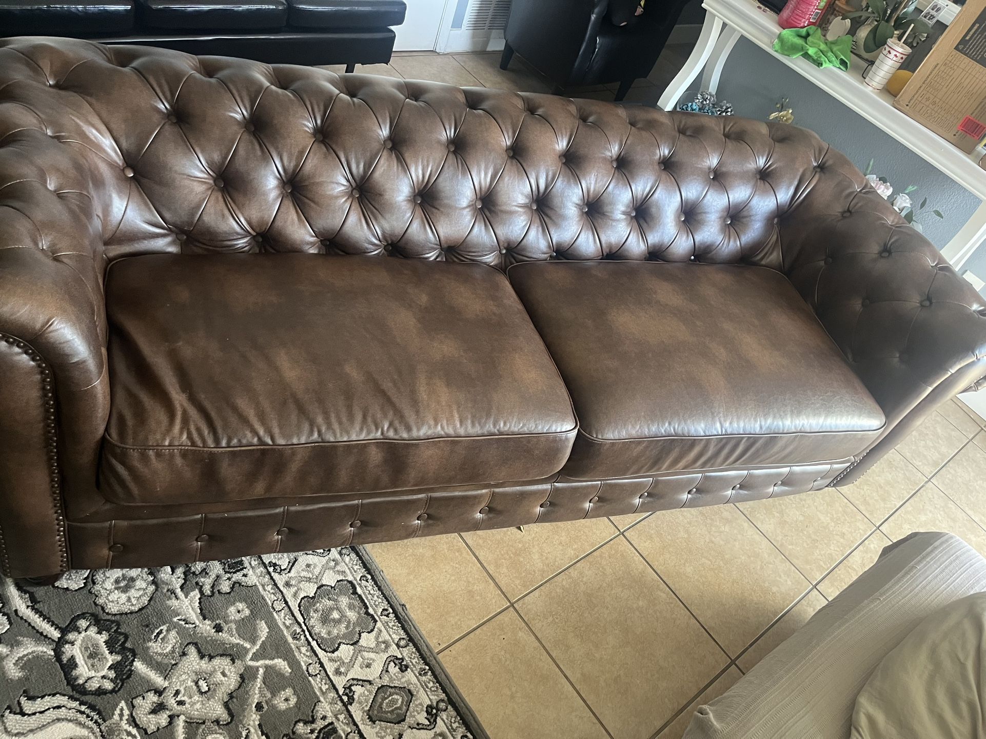 Brown Leather Couch 