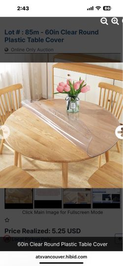 60in Clear Round Plastic Table Cover