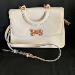 Ted Baker London Pink Lauree Looped Bow Leather Crossbody Satchel – Rose Gold Hardware