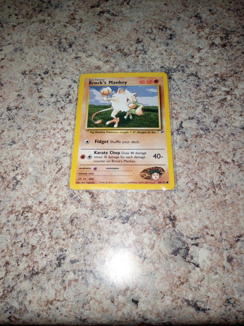 Brocks Mankey Vintage Rare Pokemon Card