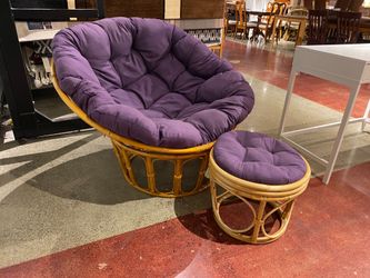 WORLD MARKET Purple Papasan Chair with Ottoman