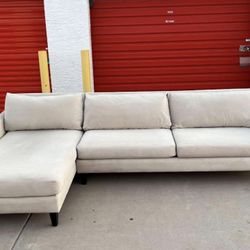 Modern Cream Sectional Couch with Chaise –Large 115” Sofa