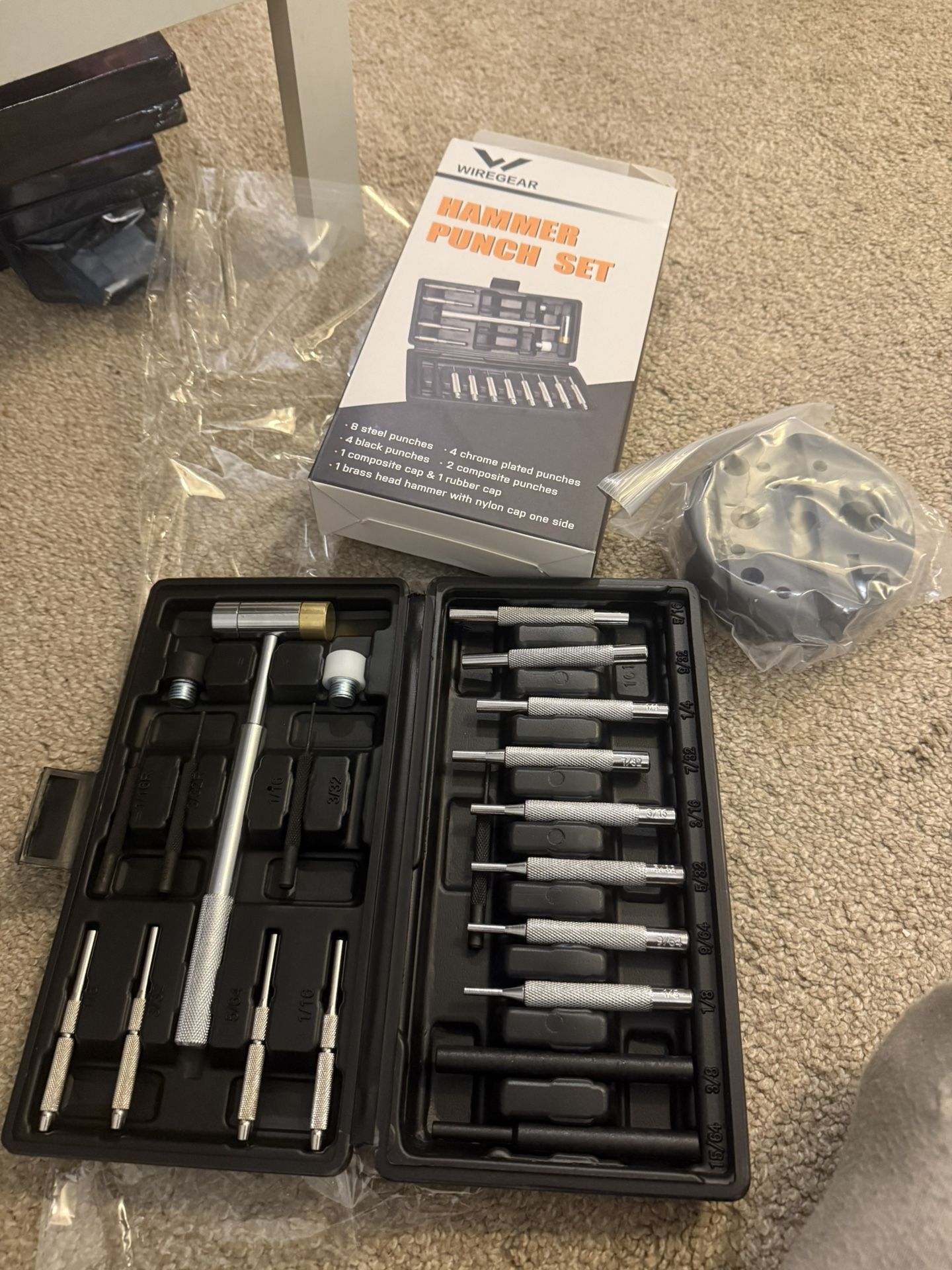 Punch Set, Roll Pin Punch Set, Punch Tool, Pin Punches with Replaceable Face Hammer, Made of Hollow, Steel, and Plastic Punch, Ideal for Repairing Ne