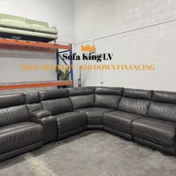 Free Delivery* Like New Gray Faux Leather Sectional Sofa with Recliners!