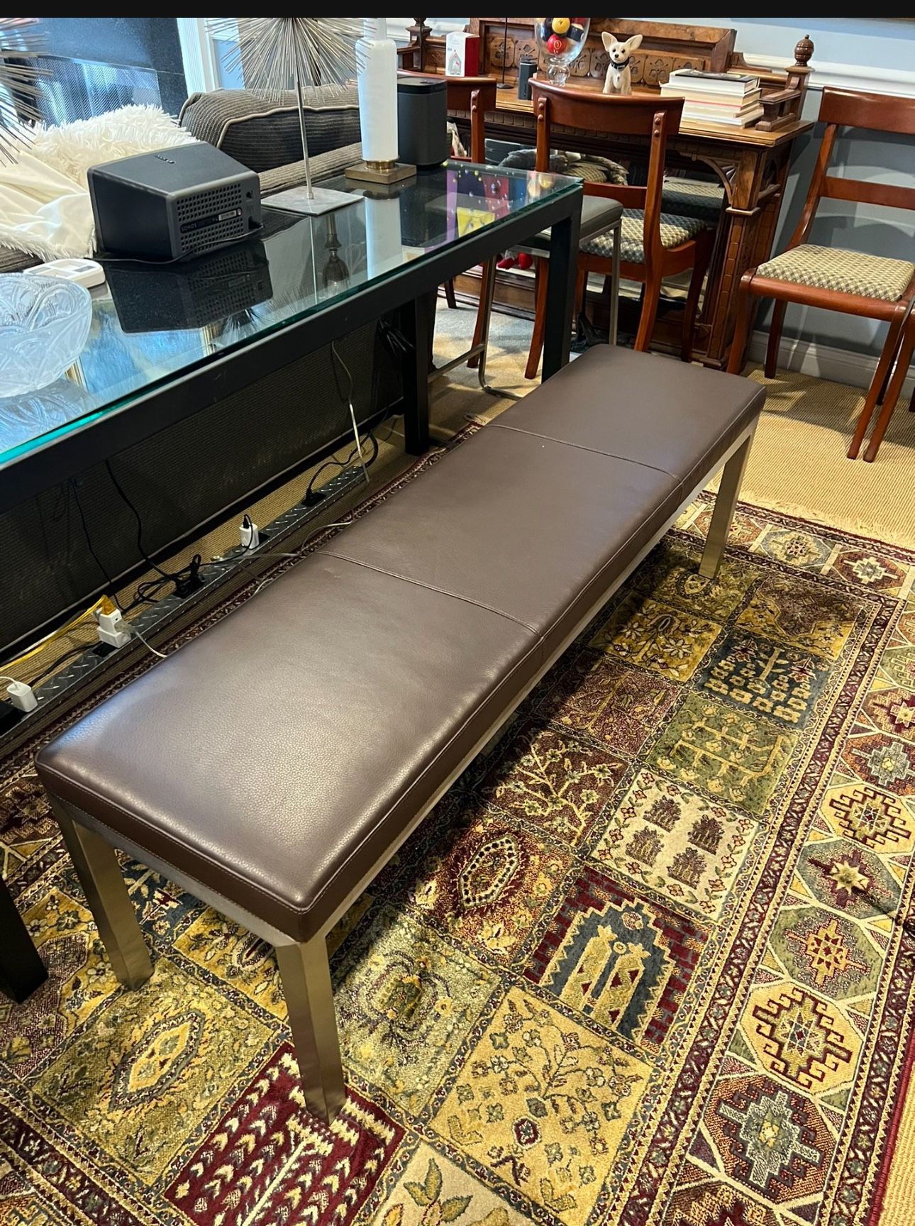 Room Board Parsons Metal Base With Faux Leather Seat 58”X