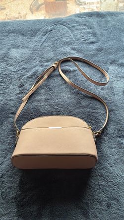 Beige Saffiano Leather Crossbody Bag