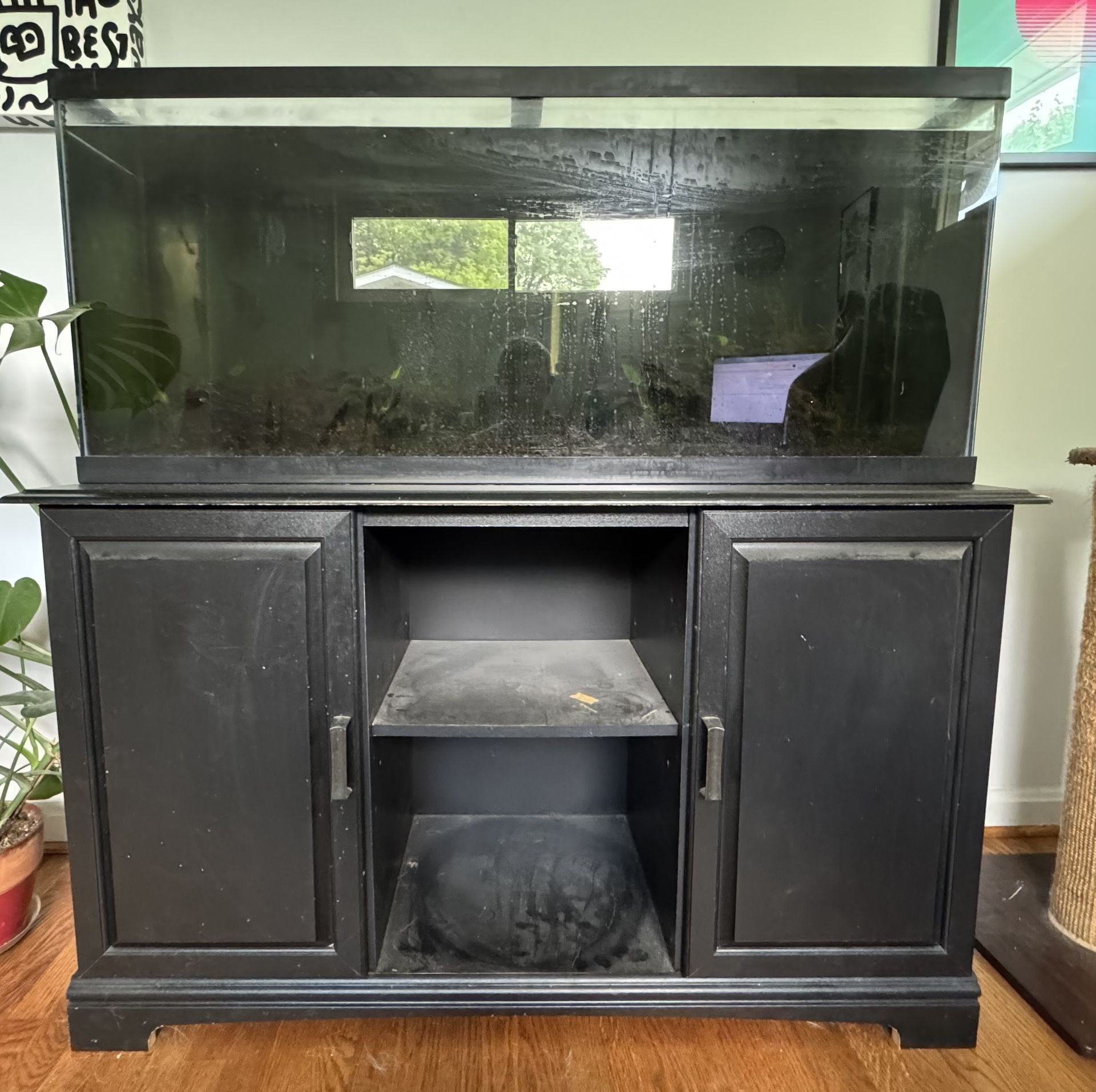 50 Gallon Aquarium With Fluval Pump And Cabinet Stand