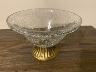Vintage Crackled Clear Glass bowl ornate