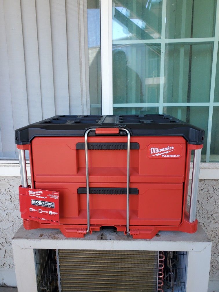 Milwaukee Packout 2 Drawer Toolbox With Dividers Brand New Never Used. Hablo Español