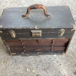 Vintage Leather, Machinist Box Toolbox Antique 