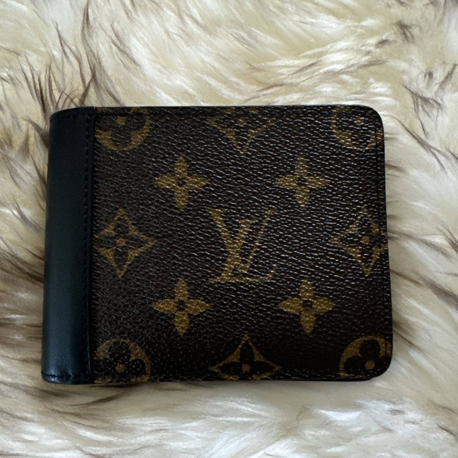 Authentic Louis Vuitton Men Wallet PF Gaspar Monogram Macassar Brown/Black #M93801