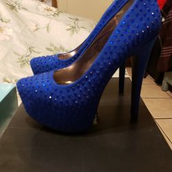 JUSTFAB Heels Shoes, Size 6, Color Blue