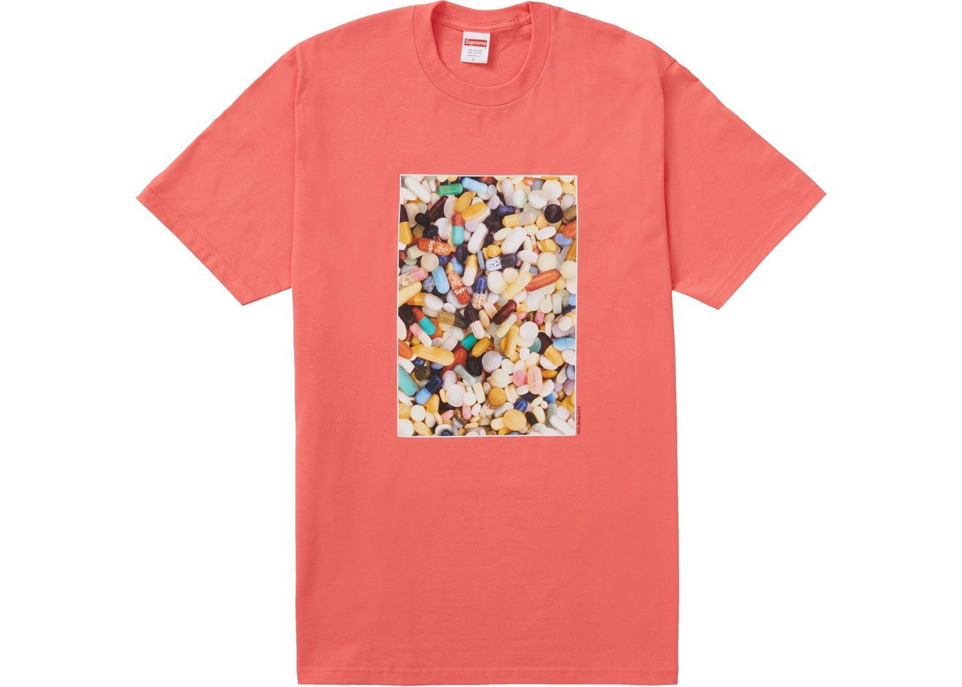 NEW SUPREME CORAL TEE SHIRT PILLS SIZE MEDIUM