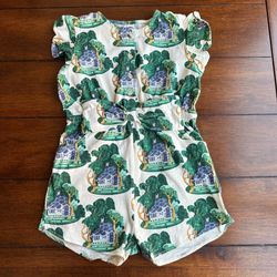 Girls Kate Quinn Gingerbread Bow Romper | FITS LIKE 3T, Tag Says 4T