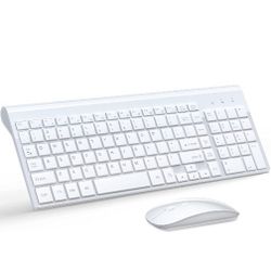 TopMate Ultra-Slim Wireless Keyboard & Mouse Combo – Silent, Compact (White)