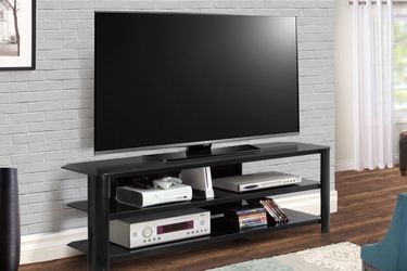 Glass Fold N' Snap Oxford TV Console, 65", Black
