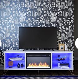 New in box Finley 70" Fireplace TV Stand with Color Changing LED Lighting