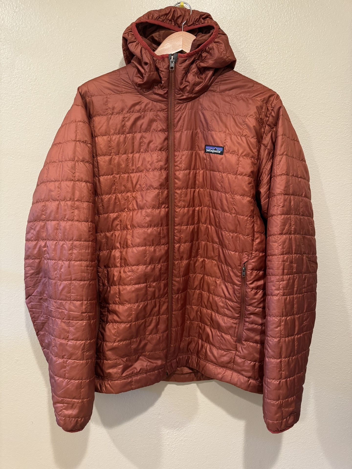 Patagonia Nano Puff Hoodie Full Zip Insulated Puffer Puffy Jacket Orange Red Mens sz XL Extra Large