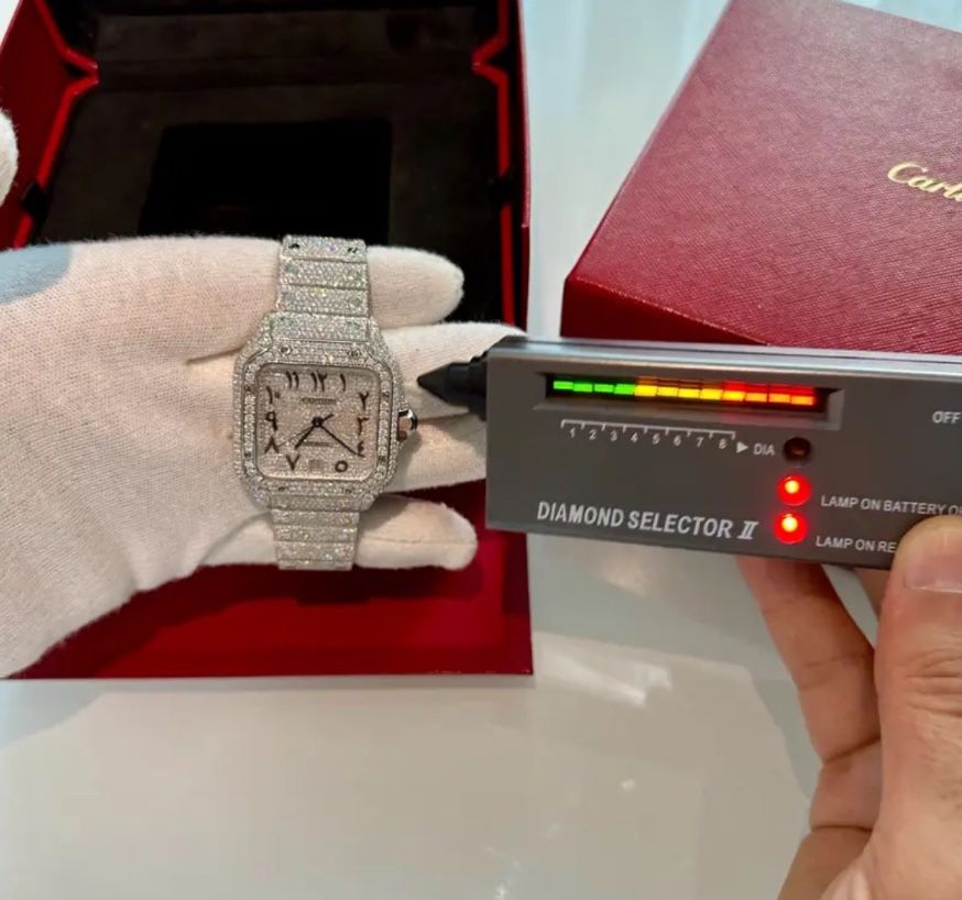 Cartier Santos Diamond Watch - Arabic Dial - Automatic - Box Included