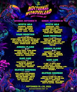 2 Day GA Nocturnal Wonderland Ticket Wristband