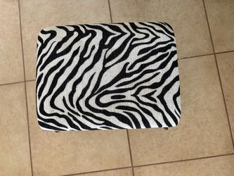 Zebra Print Upholstered Footstool Ottoman
