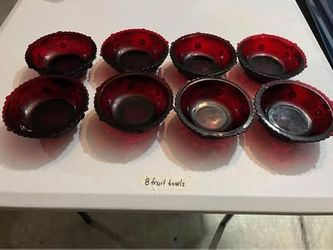 8- Avon Cape Cod Ruby Fruit Desert Bowls