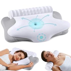 Cervical Neck Pillow and Roll Neck Pillow - 2 in 1 Detachable Ergonomic Pillow 