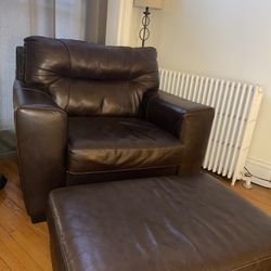 Barely used Chair And Ottoman (brown)