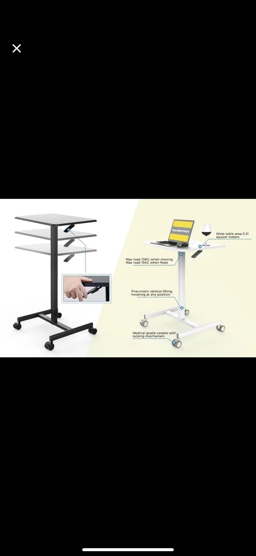 Adjustable table with wheels