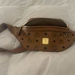 MCM Visetos Small Fursten Belt Bag - Cognac