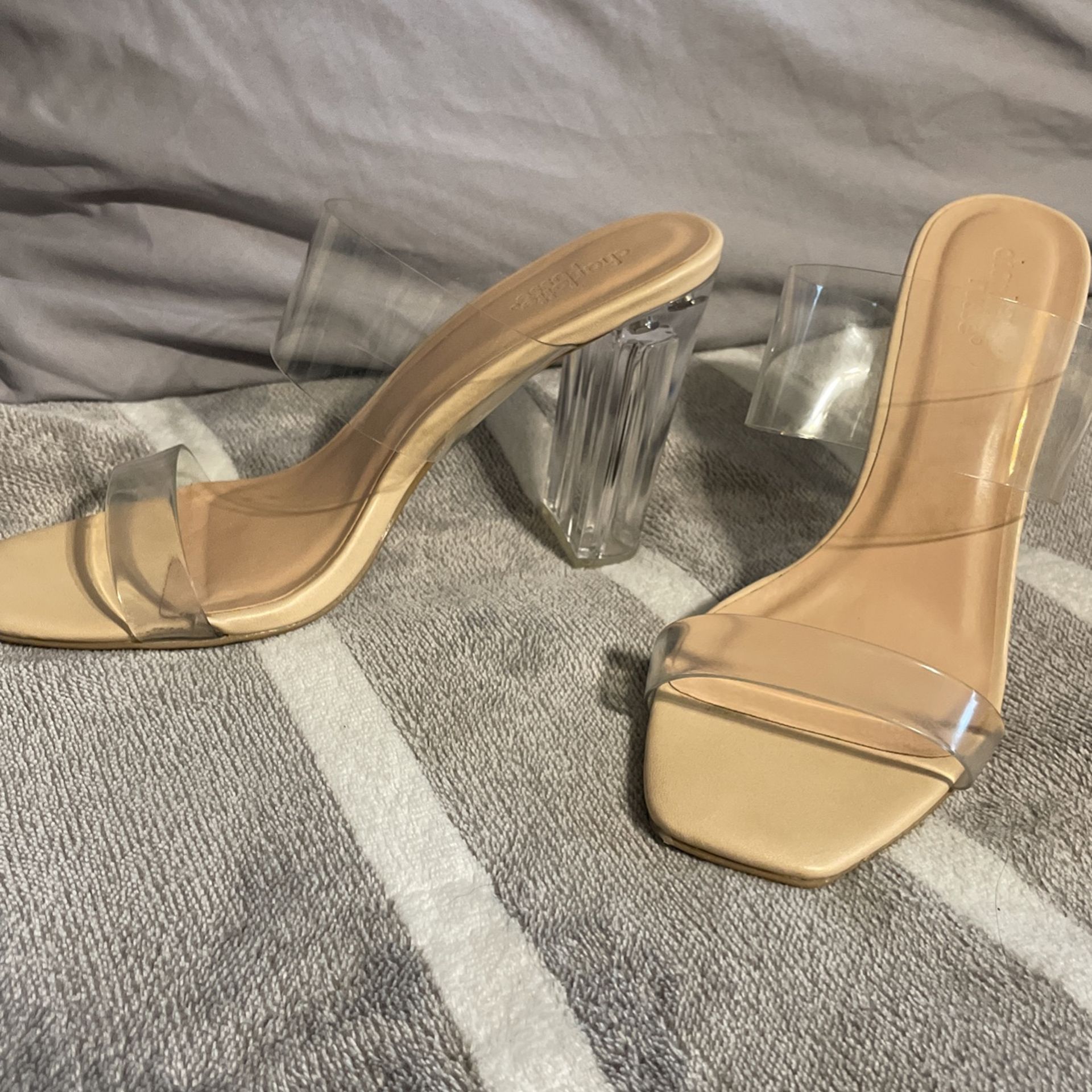 Nude Clear Strap Heels