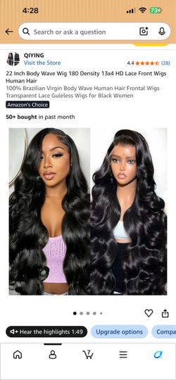 22” Body Wave Human Hair Lace Front Wig