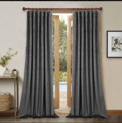 Grey Velvet Curtains 96 inches blackout
