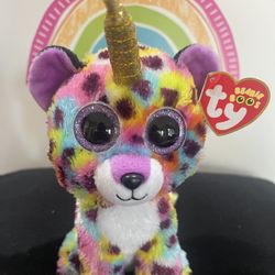TY BEANIE  BOOS CHEETAH /UNICORN NAMED GISELLE - NEW WITH TAGS