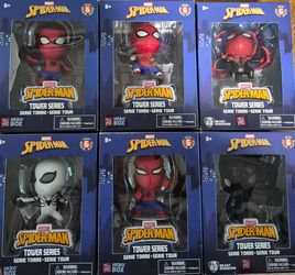MARVEL SPIDER-MAN TOWER SERIES - COMPLETE SET ( 6 BRAND NEW IN UNOPENED BOX )