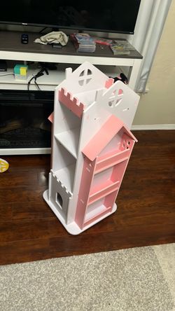 Kids Rotating Castle Bookshelf Pink and White