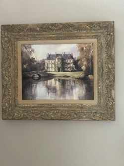 Gorgeous Ornate Wood Framed French Chateau Landscape Print
