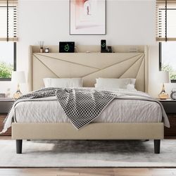 King size headboard and bed frame with slats