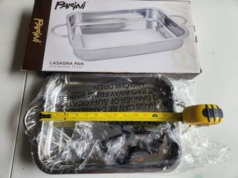 Parini Stainless Steel Lasagna Pan with Handles (14" x 10")