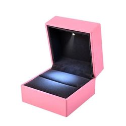Engagement Ring Box with Light Ring Jewelry Gift Box Square Shape (Color: Pink) - Gift Idea