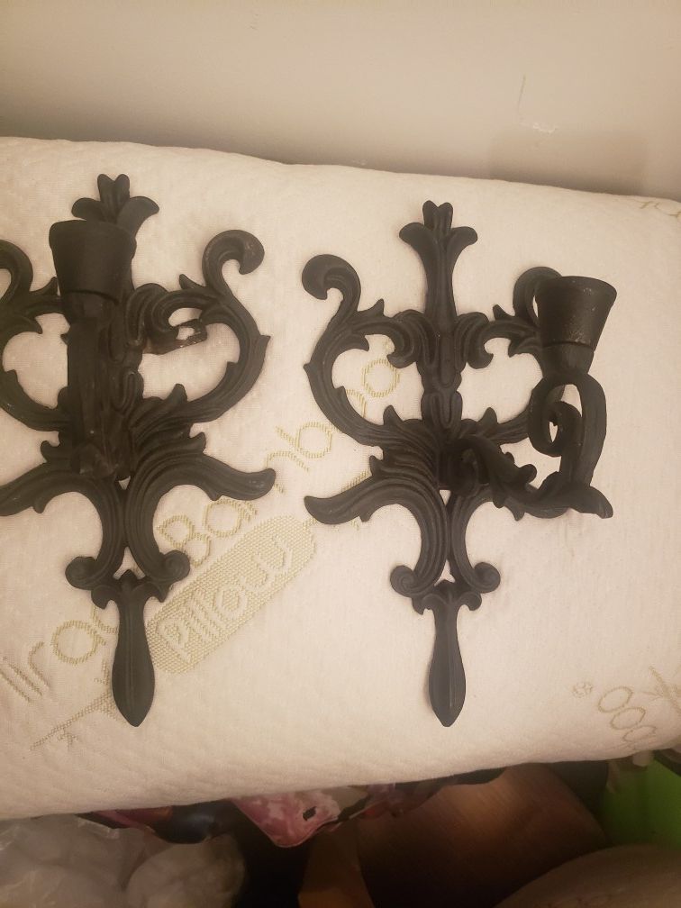 2 beautiful wrought iron wall mount sconces