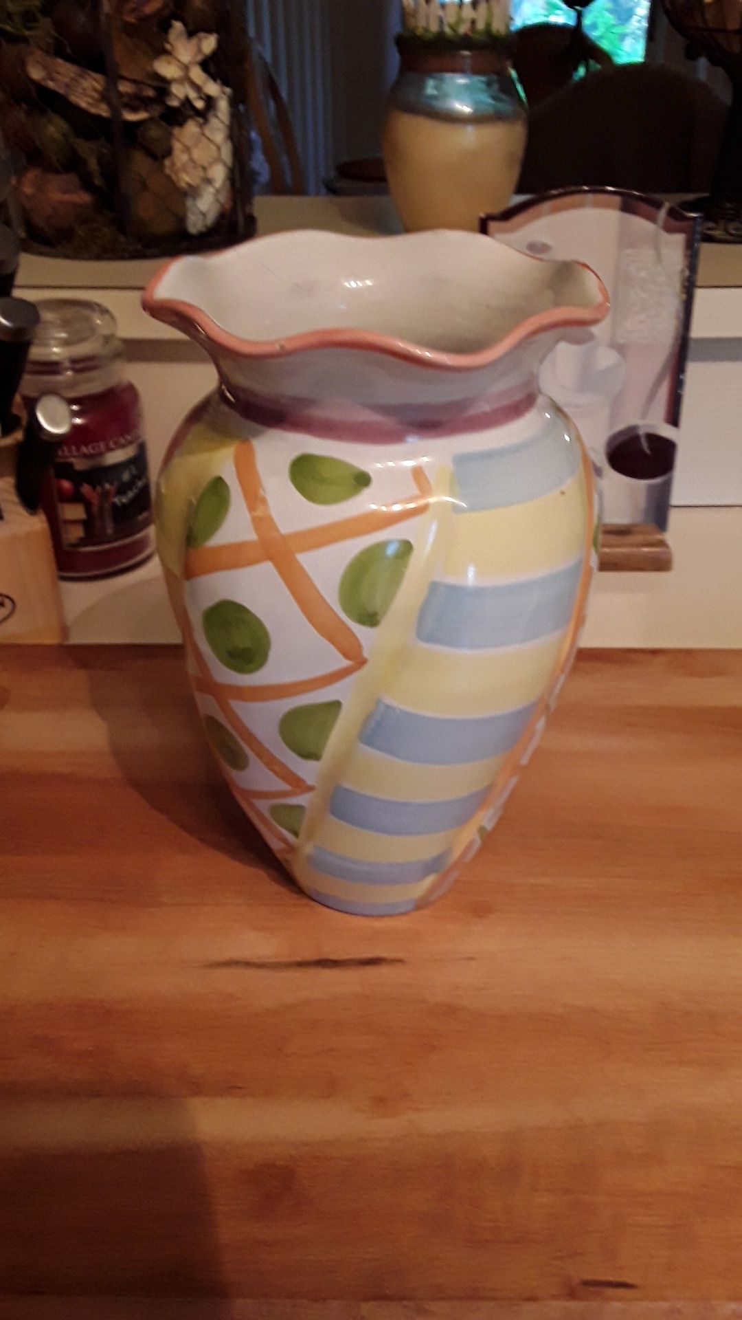 Large Multi colored Ceremic Vase