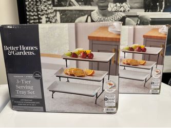 2 Better Homes & Gardens 3-Tier Porcelain Serving Tray Sets