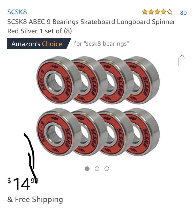 SCSK8 ABEC 9 Skateboard/Longboard Bearings