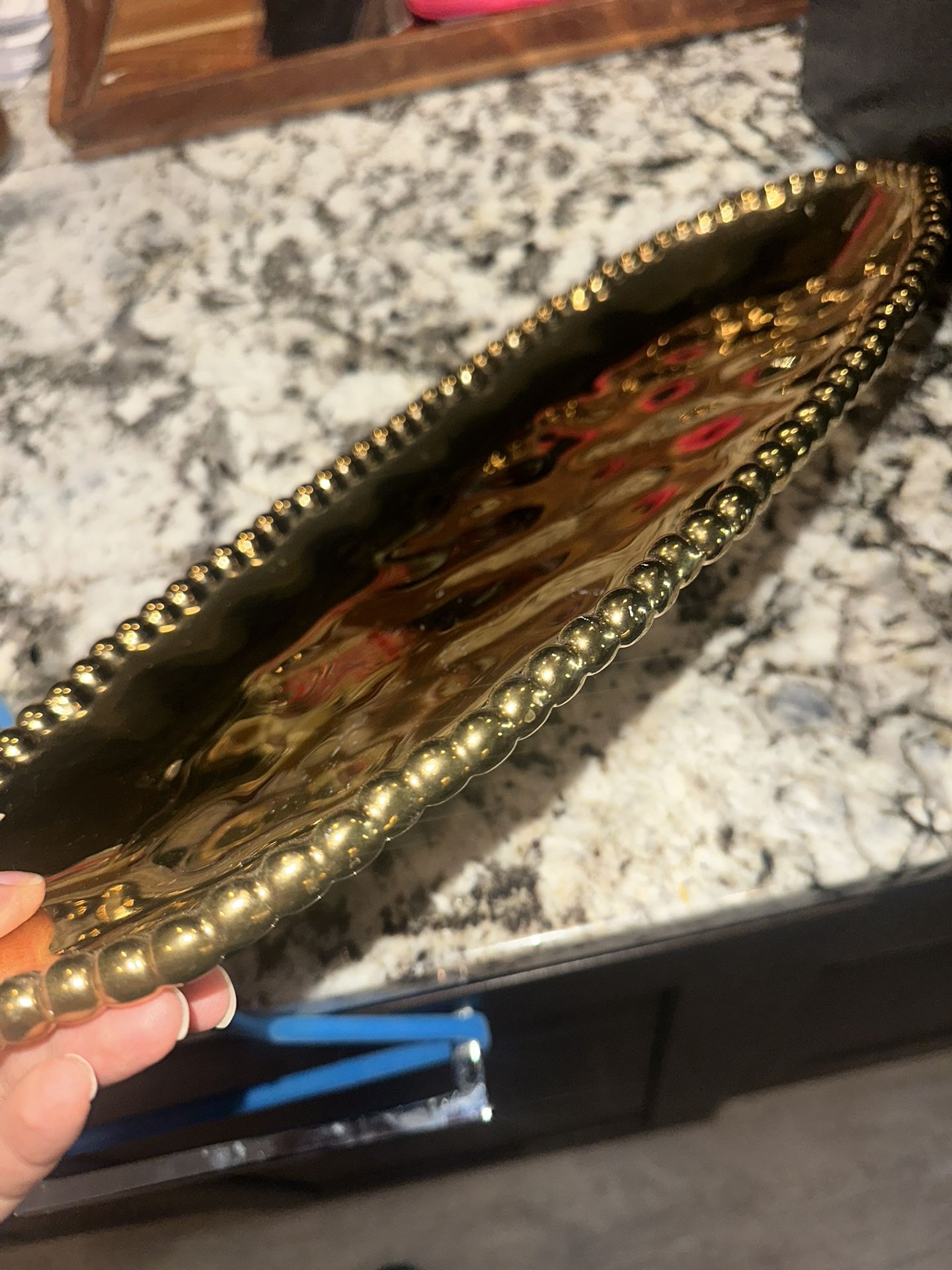 Decorative Gold Metal Beaded Edge Tray – MOVING OUT SALE