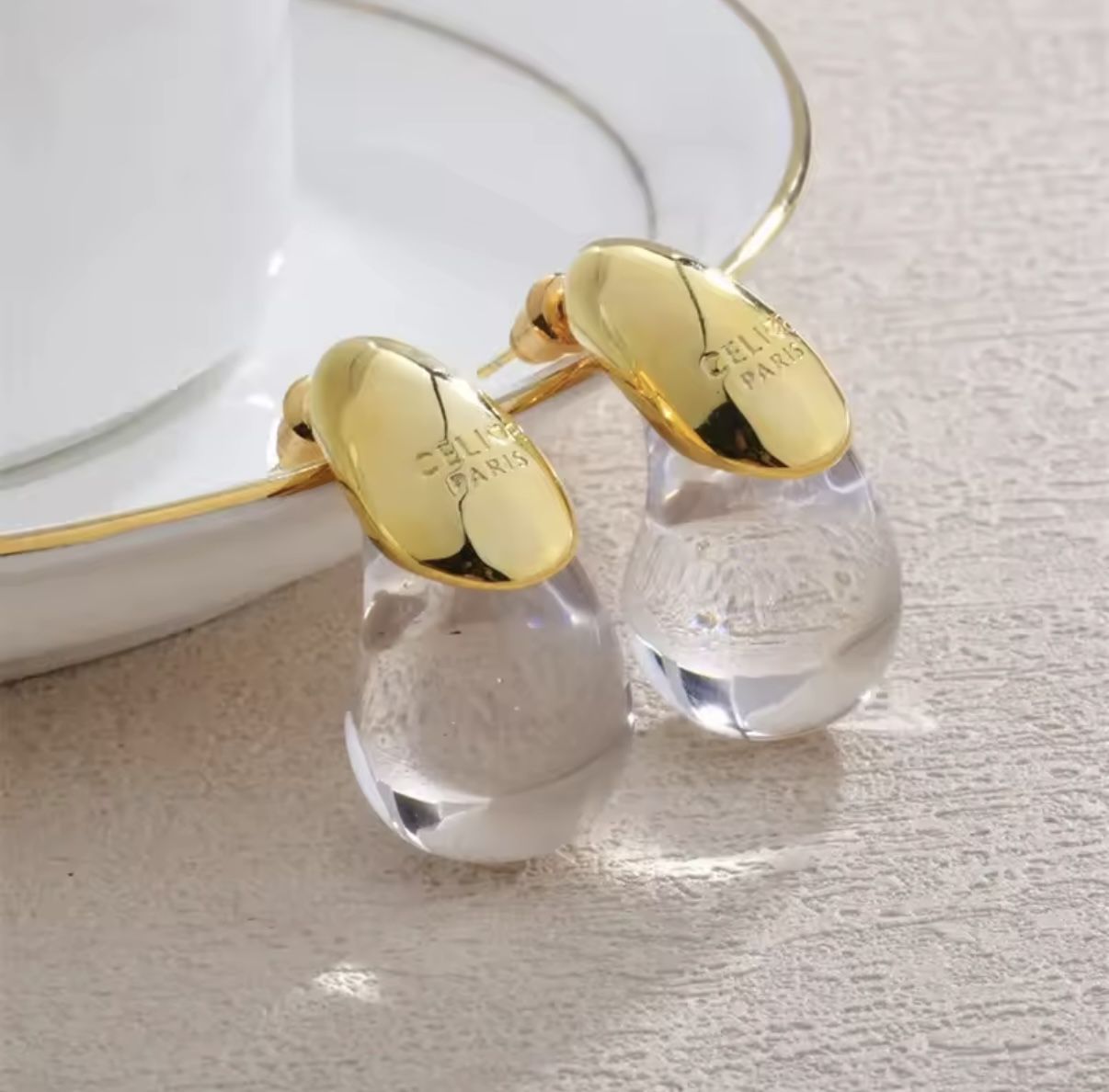 Gold Plated Celine Drop Designer Earrings
