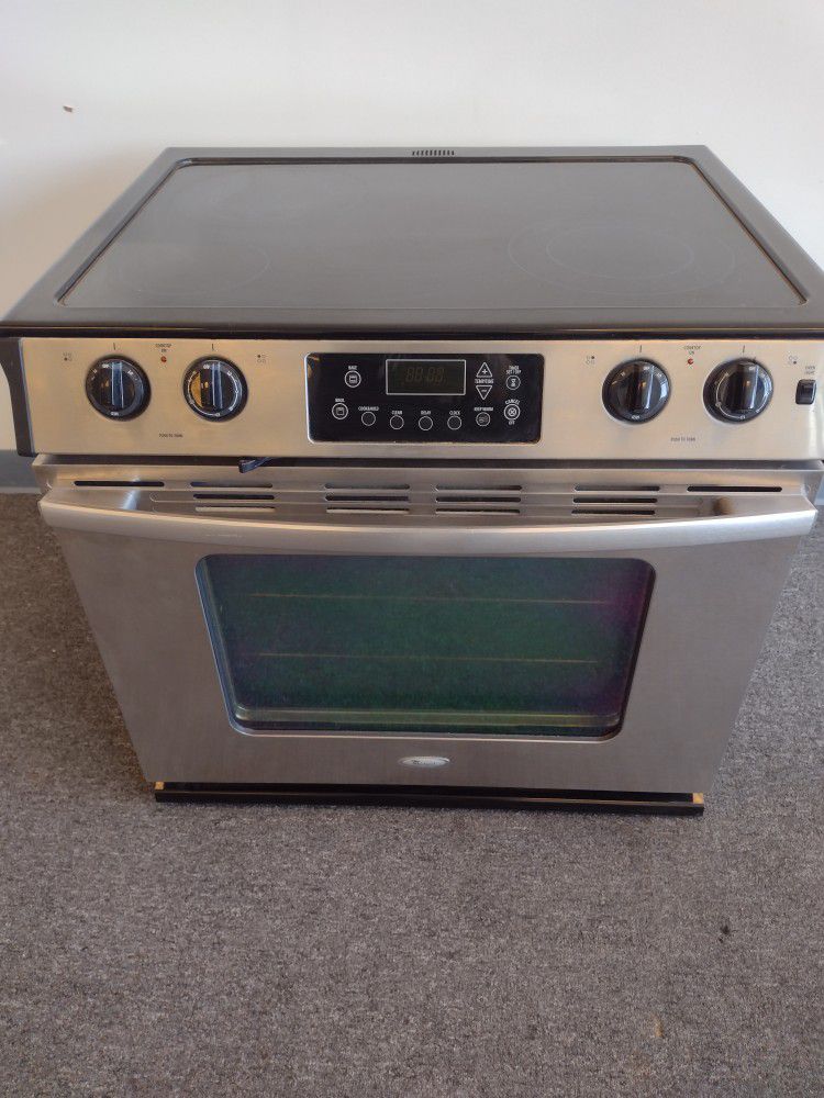 Stainless Glass Top Electric Slide In Stove 