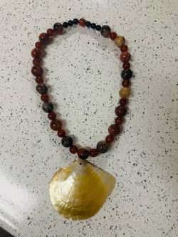 One-of-a-Kind Shell Necklace with Decorative Glass Beads